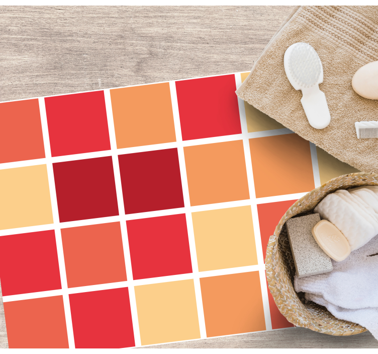 Alfombra vinilo baño patrones cuadrados coloridos - TenVinilo