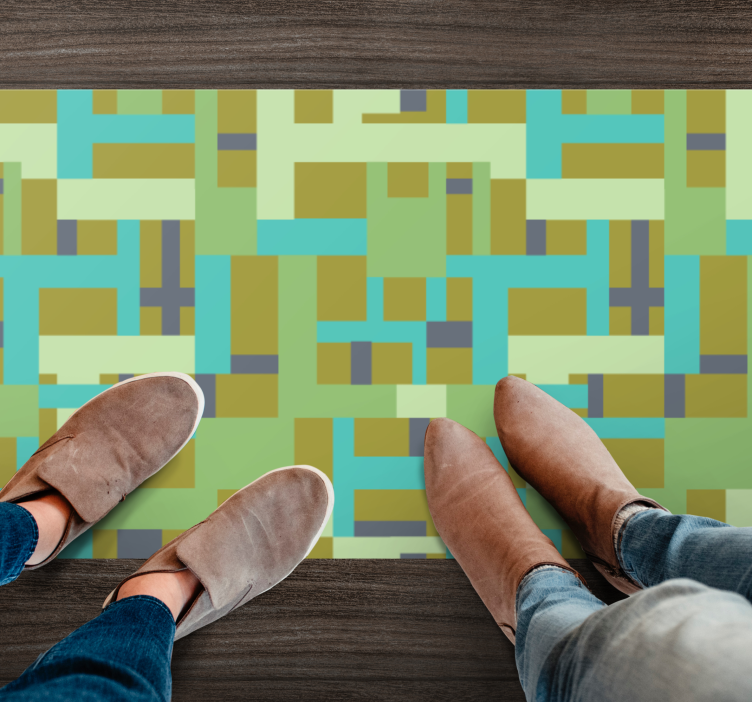 Alfombra vinílica geométrica segmentos de color verde - TenVinilo