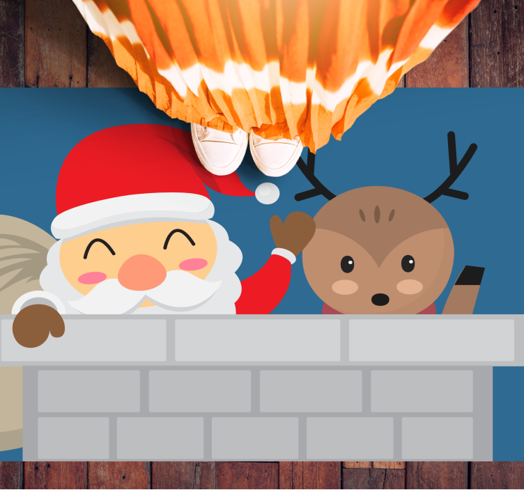 Alfombra vinílica navidad alegre escena de santa - TenVinilo