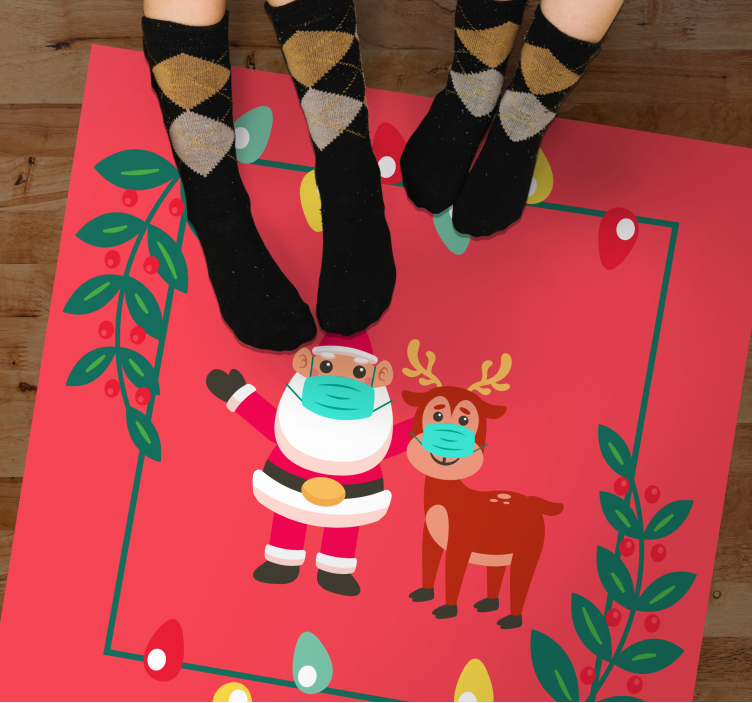 Alfombra vinílica navidad amuleto de papá noel con máscara - TenVinilo