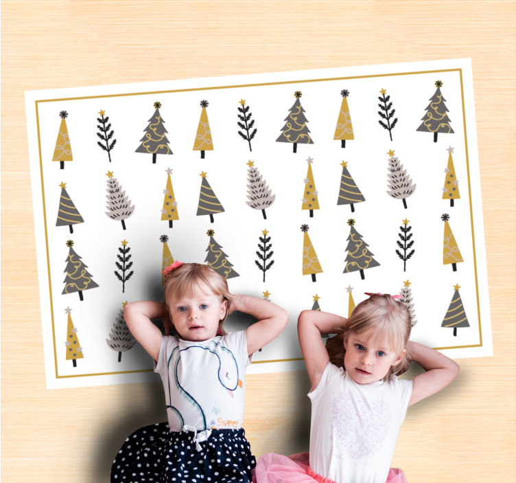 Alfombra vinílica navidad patrón de árbol caprichoso - TenVinilo