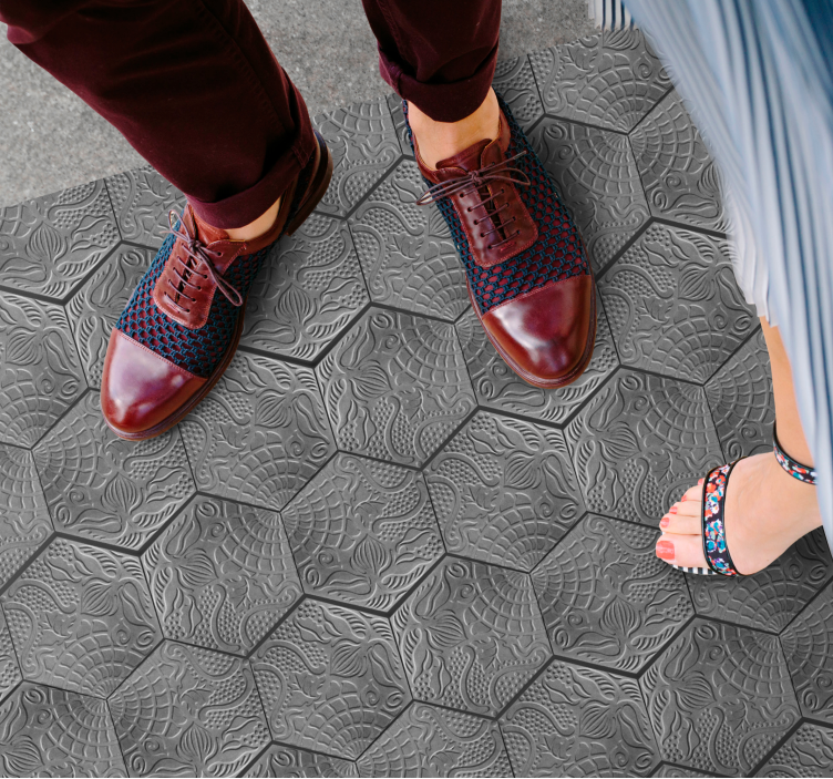 Alfombra vinílica gris hidráulica Panot Gaudí - TenVinilo