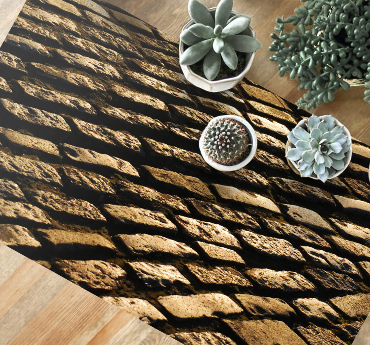 Alfombra vinílica imitación piedra camino adoquinado - TenVinilo