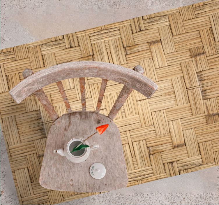 Alfombra vinilo salón estilo de tejido de bambú - TenVinilo