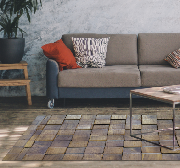 Alfombra vinílica imitación madera patrón cuadrado - TenVinilo