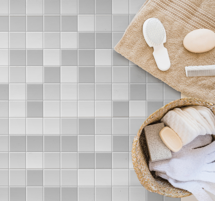 Alfombra vinilo baño elegante mosaico gris - TenVinilo