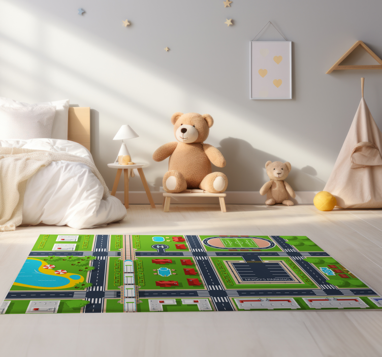 Alfombra carretera infantil con nombre - TenVinilo