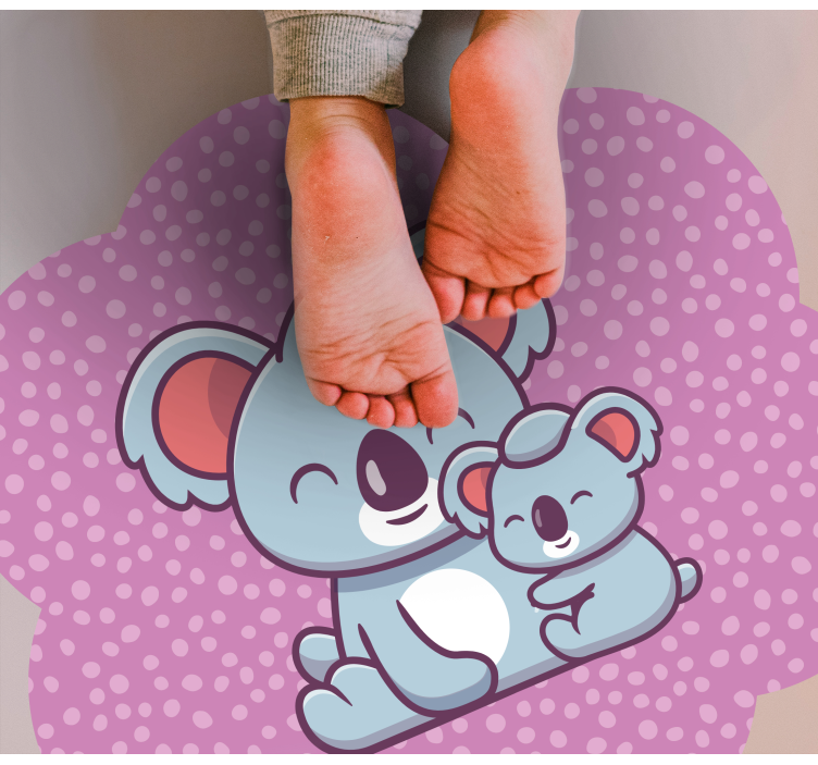 Alfombra vinílica infantil diseño de familia de koalas - TenVinilo