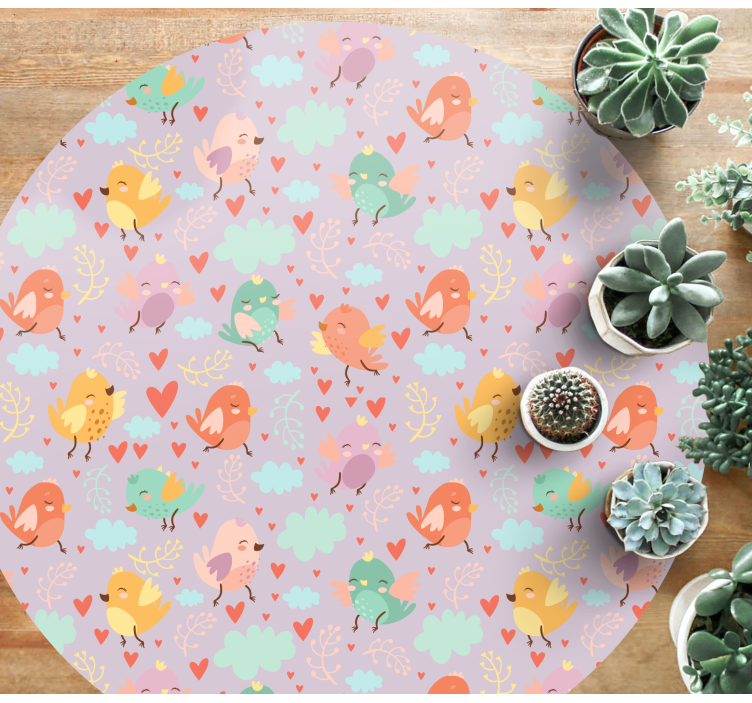 Alfombra vinílica animales estampado de pájaros coloridos - TenVinilo