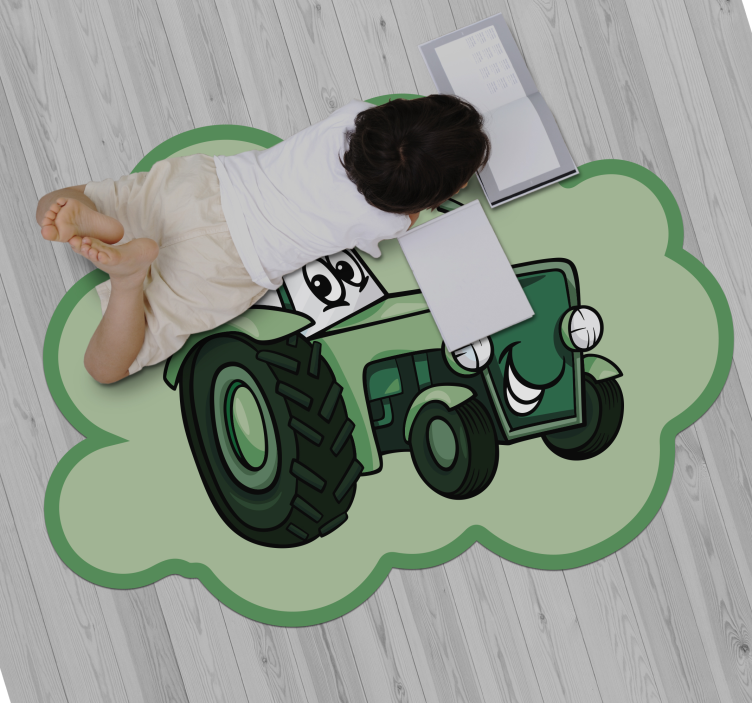 Alfombra vinílica infantil diseño de nube tractor - TenVinilo