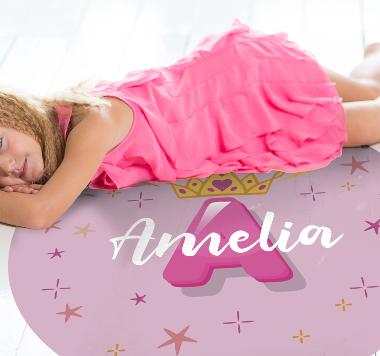 Alfombra vinílica infantil nombre personalizado de princesa - TenVinilo