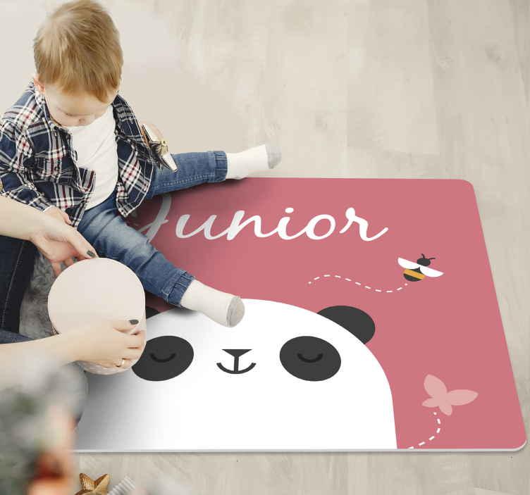 Alfombra vinílica infantil panda con nombre - TenVinilo