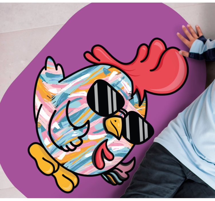 Alfombra vinílica infantil personaje de pollo elegante - TenVinilo