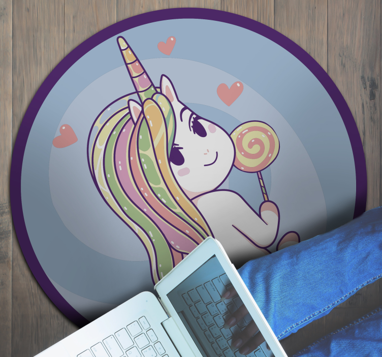 Alfombra vinílica infantil piruleta de unicornio - TenVinilo