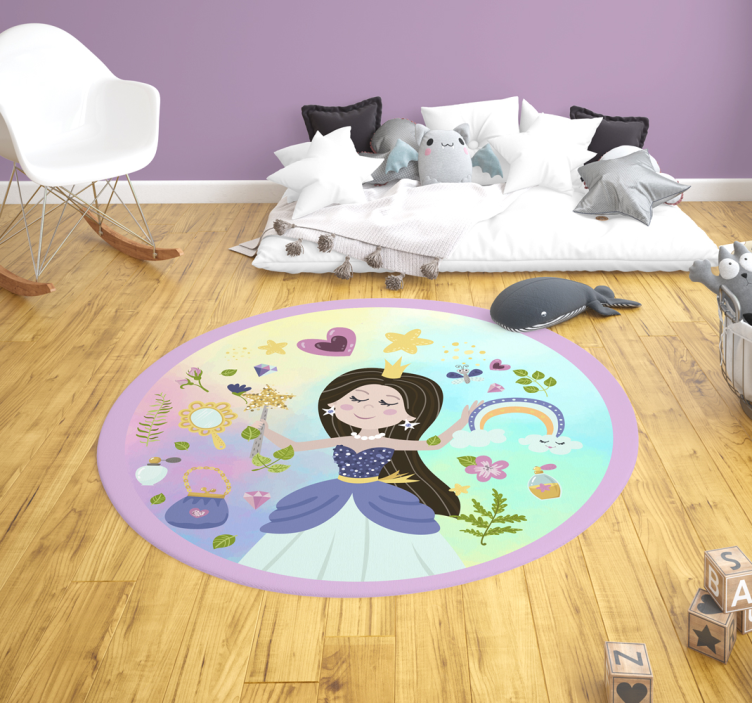 Alfombra de vinilo infantil Princesa fondo multicolor - TenVinilo