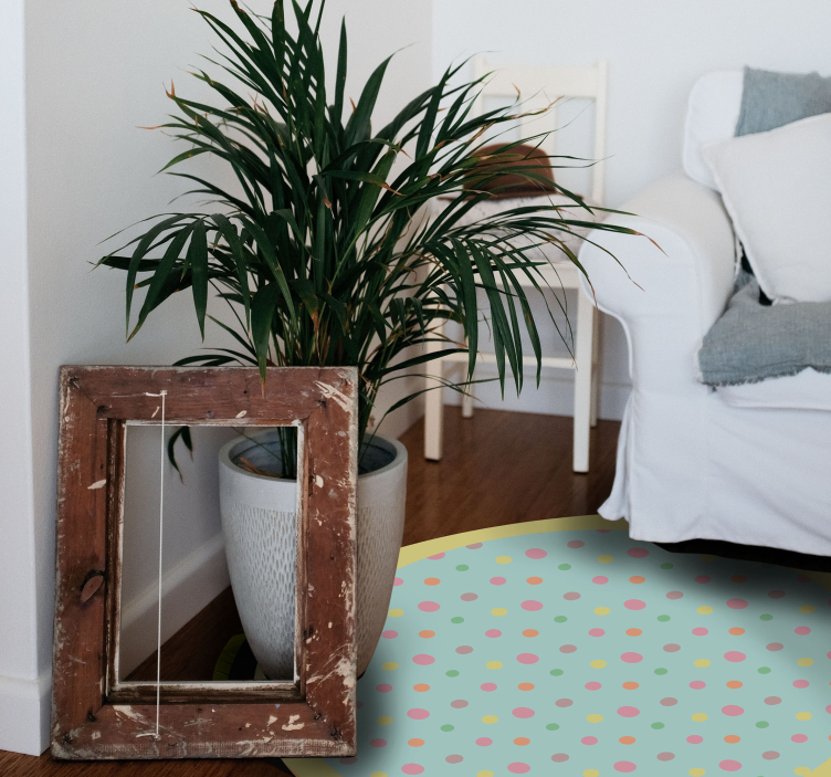 Alfombra vinilo salón puntos vibrantes - TenVinilo