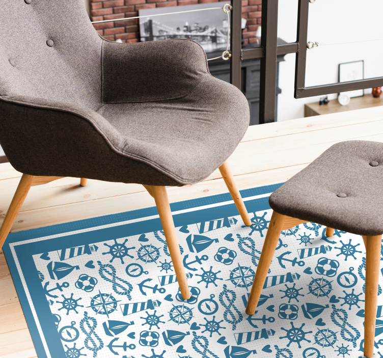 Alfombra vinílica infantil tiempo de juego náutico - TenVinilo