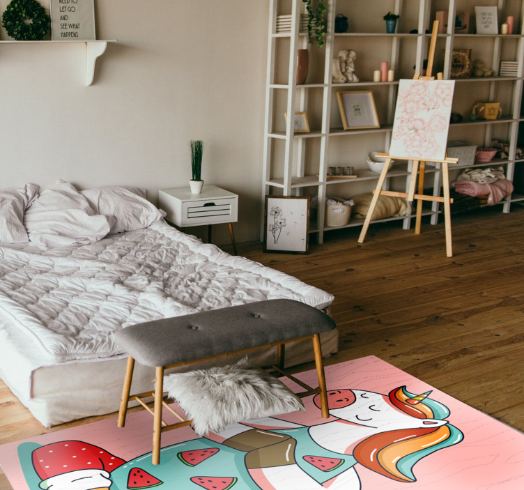 Alfombra vinílica infantil unicornio meditando - TenVinilo