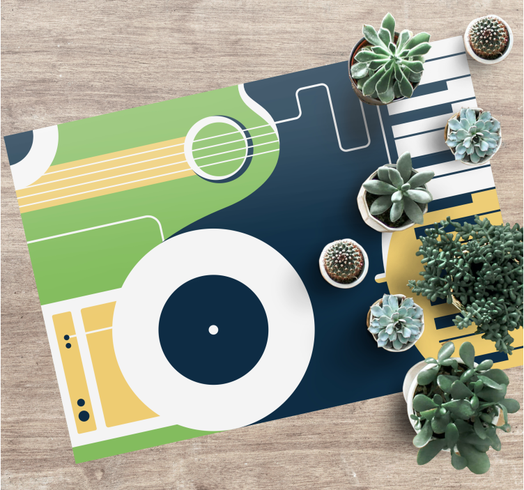 Alfombra vinilo rectangular motivo de instrumento musical - TenVinilo