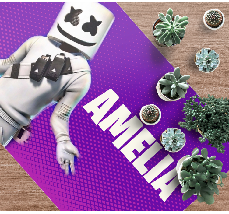 Alfombra vinílica juvenil figura de dj con nombre - TenVinilo