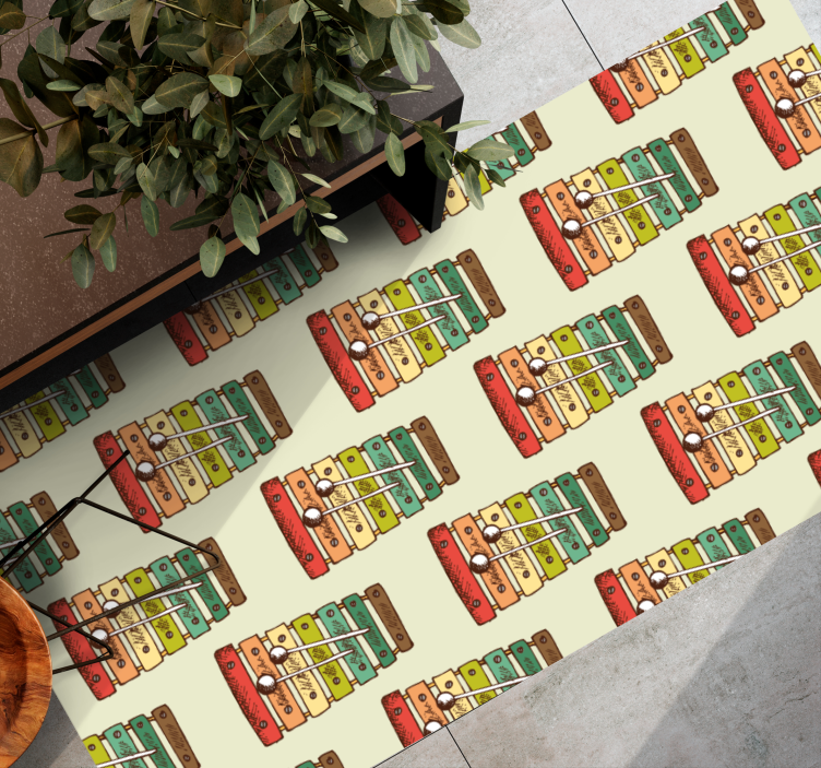 Alfombra vinílica juvenil patrón de xilófono colorido - TenVinilo