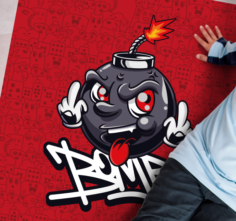 Alfombra vinílica juvenil personaje de bomba cartoon - TenVinilo