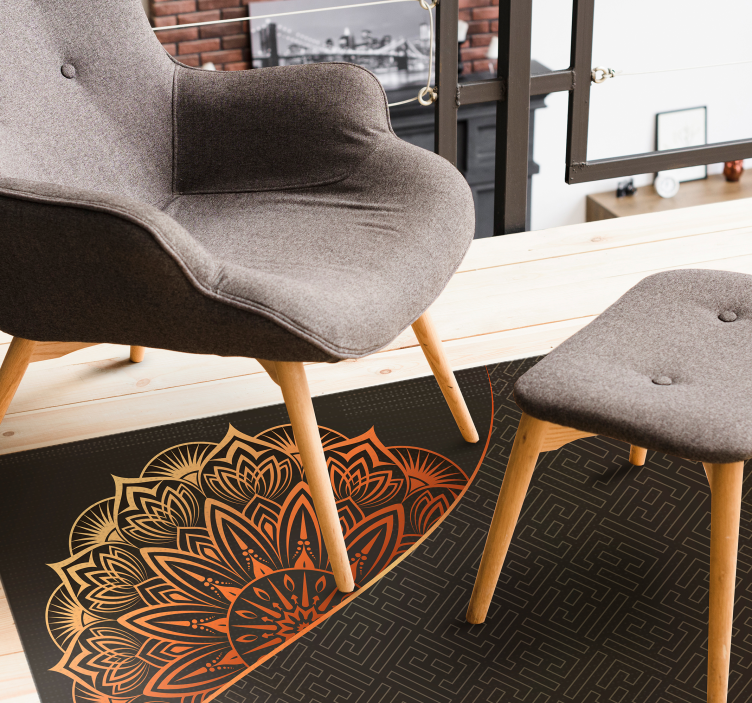 Alfombra vinílica mandala diseño de esquina  - TenVinilo
