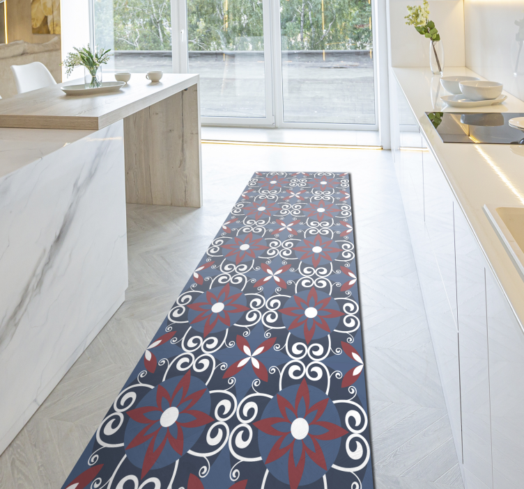 Alfombra hidráulica vinílica elemento espiral botánico - TenVinilo