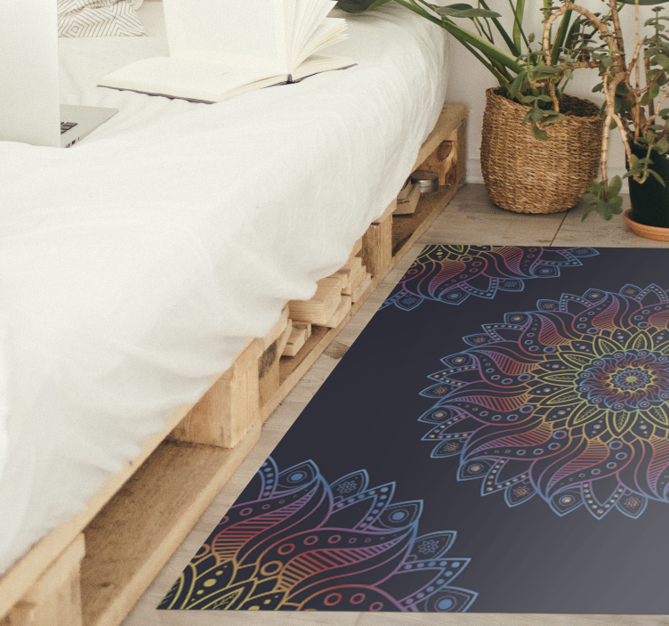 Alfombra vinílica mandala motivo vibrante colorido - TenVinilo