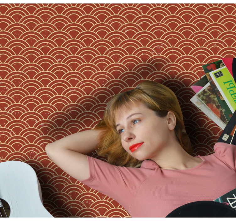 Alfombra vinílica geométrica patrón de onda curva - TenVinilo