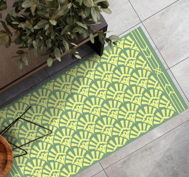 Alfombra hidráulica vinílica floral con rayos de sol - TenVinilo