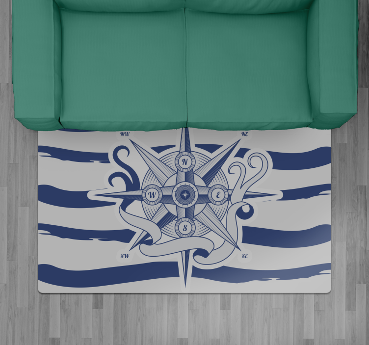 Alfombra vinílica mapamundi brújula náutica - TenVinilo