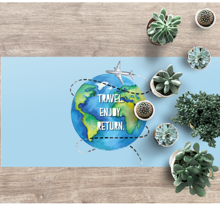 Alfombra vinílica mapamundi viaje deleite volver - TenVinilo