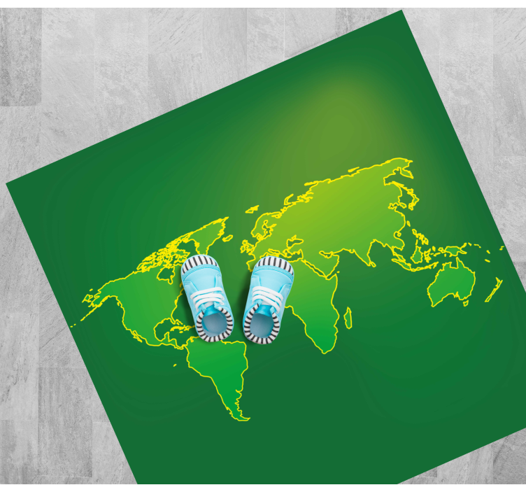 Alfombra vinílica mapamundi esquema del mundo verde - TenVinilo