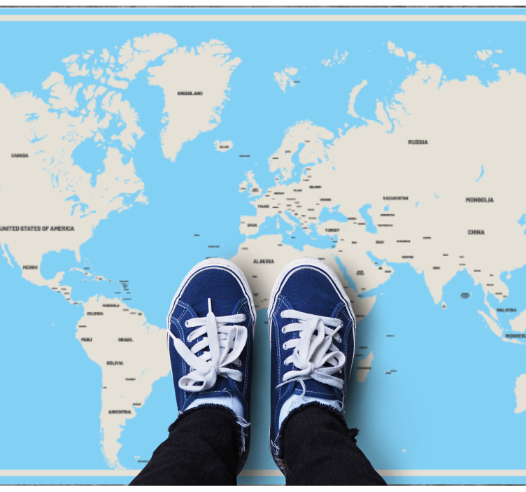 Alfombra vinílica mapamundi diseño simple global - TenVinilo