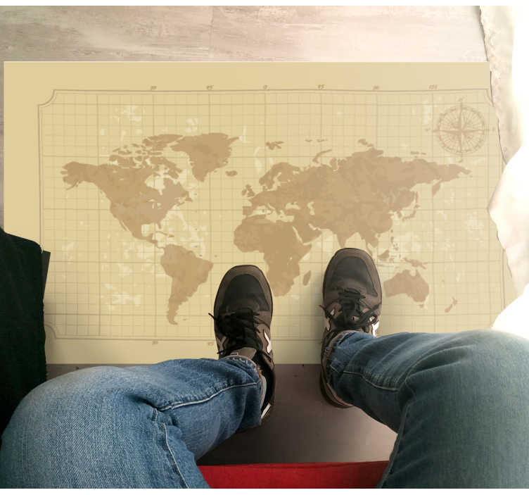 Alfombra vinílica mapamundi mapa gráfico vintage - TenVinilo