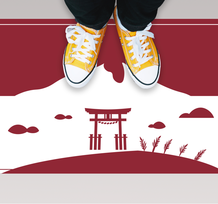 Alfombra vinílica mapamundi paisaje japonés - TenVinilo