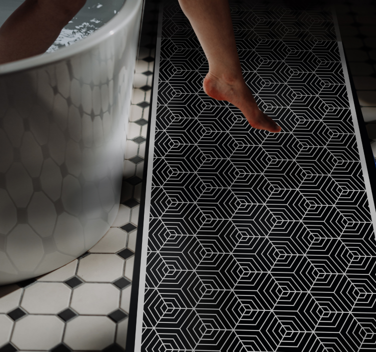 Alfombra vinílica baño hidráulica mosaico minimalista - TenVinilo