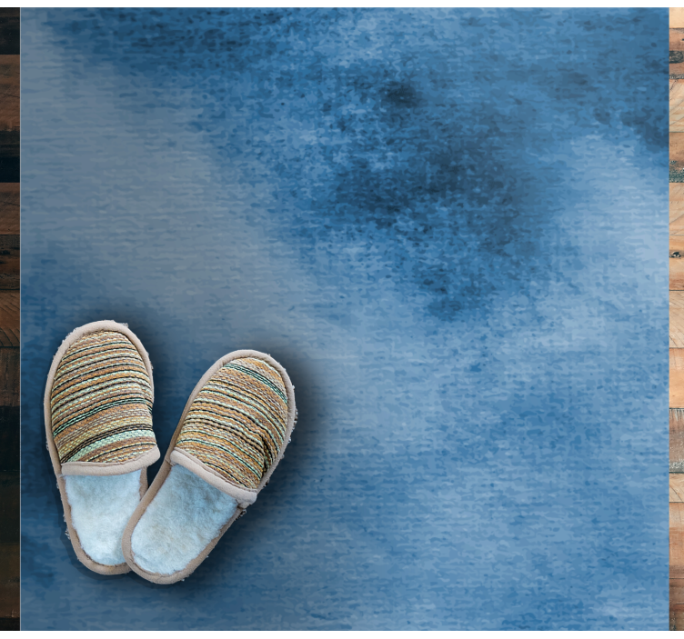 Alfombra vinilo baño estilo degradado azul - TenVinilo