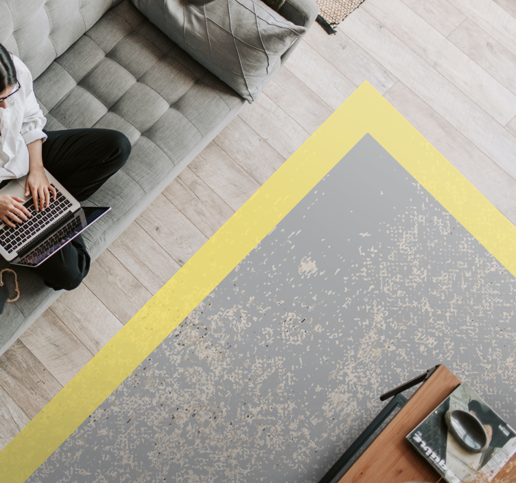 Alfombra vinilo salón marco amarillo - TenVinilo