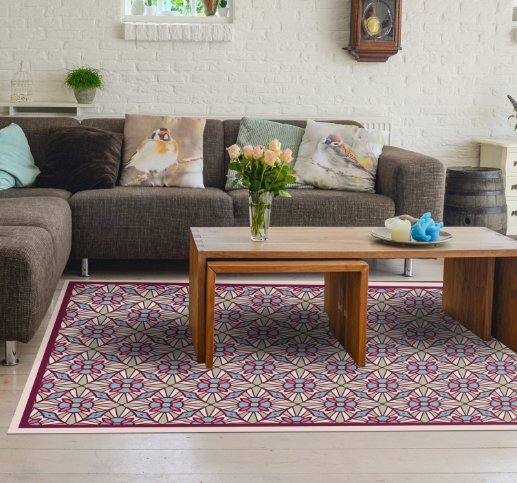 Alfombra vinilo salón composición animada - TenVinilo