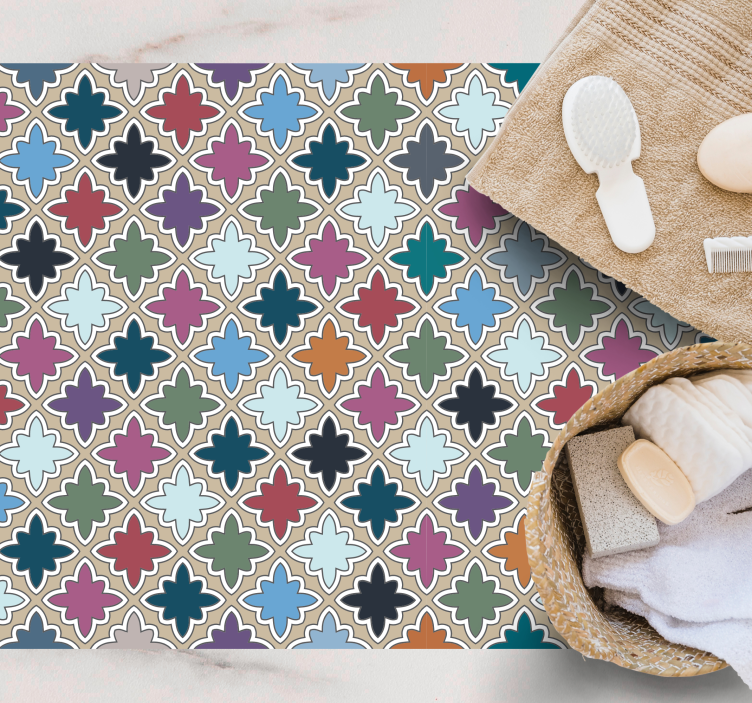 Alfombra vinílica mosaico composición floral viva - TenVinilo