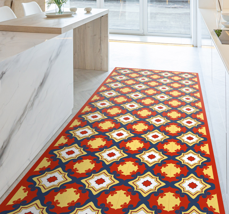 Alfombra vinílica mosaico corredor de mosaico complejo - TenVinilo