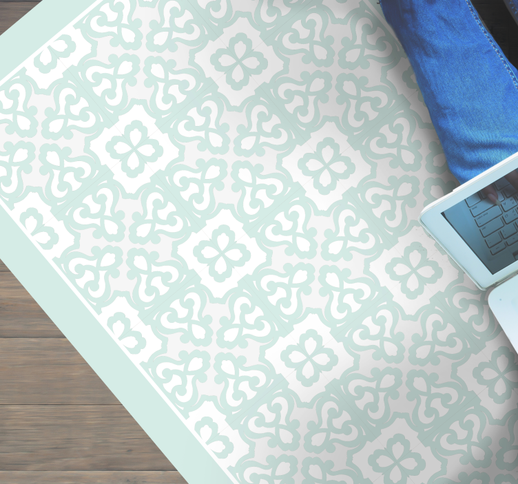 Alfombra hidráulica vinílica elegante turquesa - TenVinilo