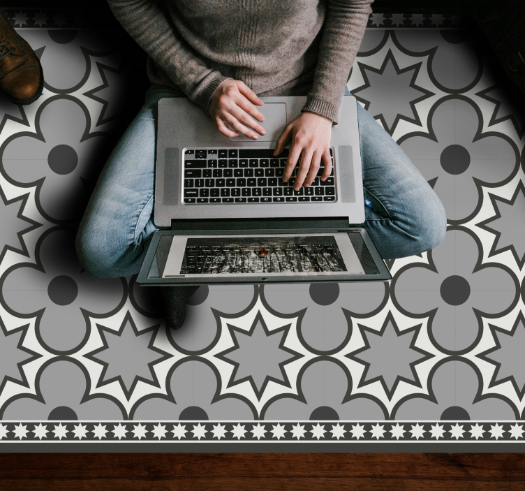 Alfombra hidráulica vinílica estilo de patrón de estrella - TenVinilo