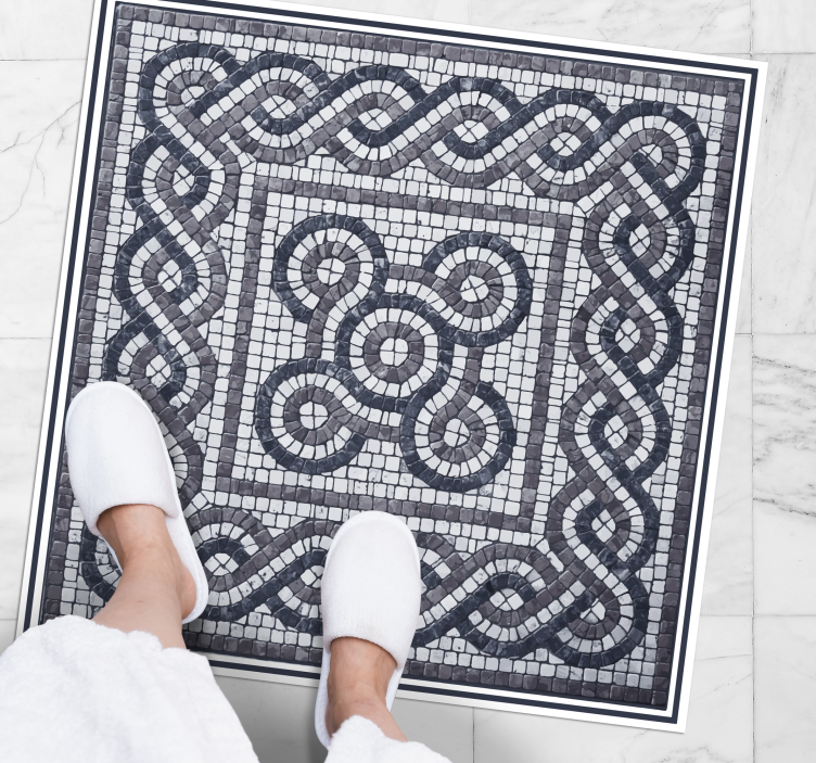 Alfombra vinilo baño mosaico de piedra de guijarros - TenVinilo