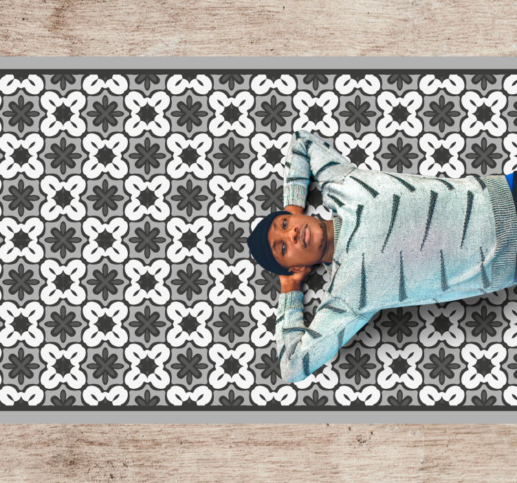 Alfombra vinílica mosaico patrón floral clásico - TenVinilo