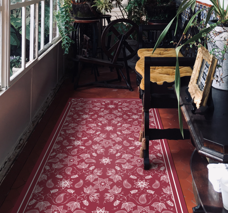 Alfombra vinílica mosaico tapiz floral adornado - TenVinilo