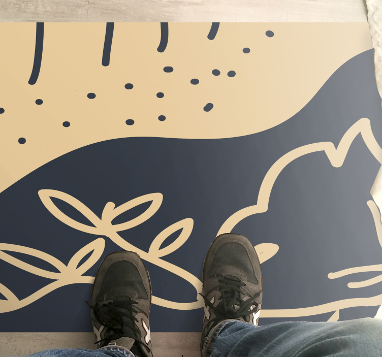 Alfombra vinílica naturaleza motivo de hojas beige - TenVinilo