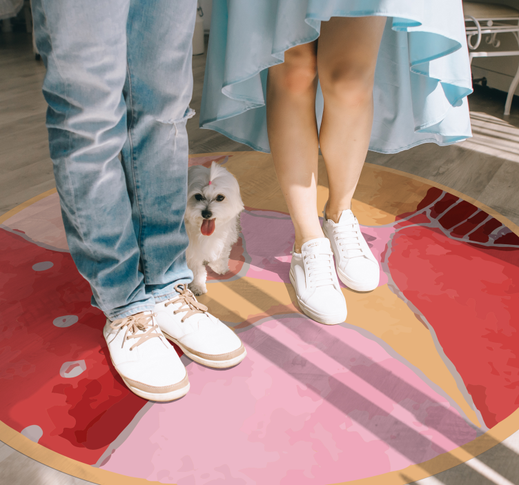 Alfombra vinílica entrada motivos florales vibrantes - TenVinilo